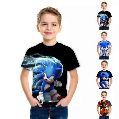 Buy Boys Kids Sonic The Hedgehog T-Shirt Summer Short Sleeve Tee Birthday Gift 4-9Yr • 10.21£