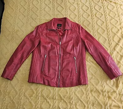 Buy Saki Geniune Womens Red Leather Jacket, Size 16, EU42 • 70£