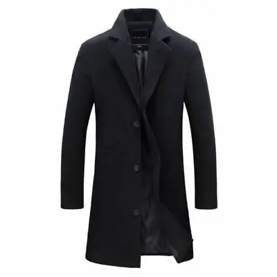 Buy Mens Winter Warm Formal Trench Coat Long Jacket Tops Smart Work Overcoat Outwear • 19.99£