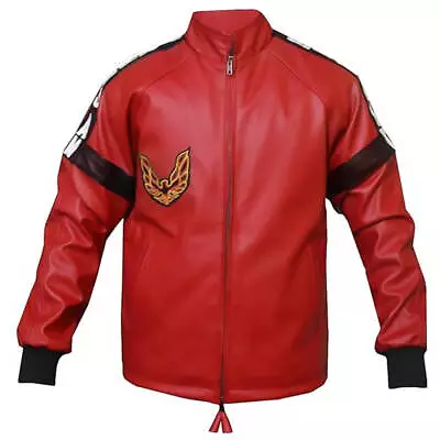 Buy Mens Burt Reynolds Smokey And The Bandit Vintage Style Red Leather Bomber Jacket • 99.99£
