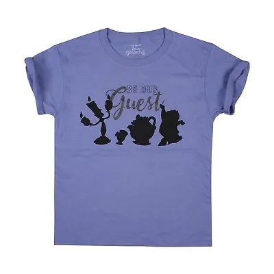 Buy Beauty And The Beast Girls T-shirt Be Our Guest Characters Kids Disney Official • 7.99£
