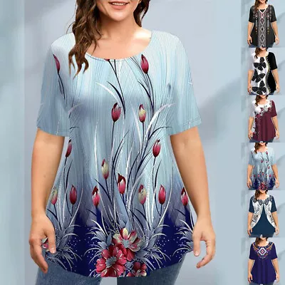 Buy Plus Size Womens Floral T-Shirt Tunic Tops Ladies Summer Casual Loose Blouse Tee • 10.99£