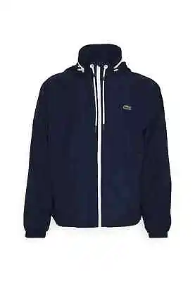 Buy Lacoste Windbreaker Jacket Blue Water Repellent Mens Hooded Coat Size Large XL • 74.99£