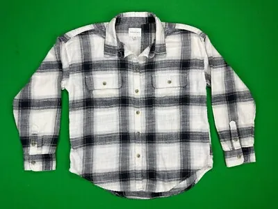 Buy American Eagle Flannel Button Down Women's Small White Plaid Long Sleeve • 10.66£