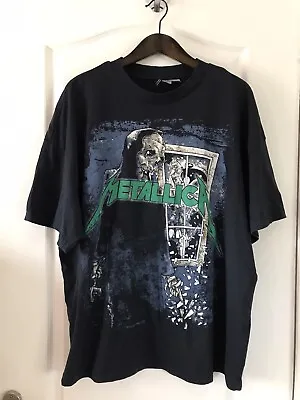 Buy DIVIDED H&M Metallica Print Navy Top T-Shirt Size Large L Oversize Fit • 14.99£