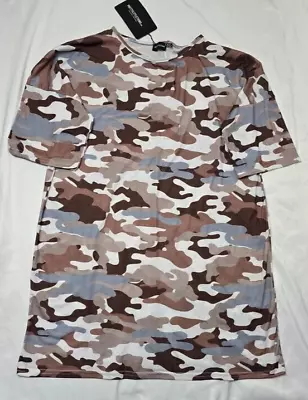 Buy Ladies Womens Pretty Little Thing Camo T-Shirt Dress Camouflage UK 8 • 7.99£