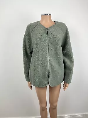 Buy M&S Marks & Spencer Green Faux Teddy Fur Fleece Zip Up Jacket Uk 20 • 25.99£
