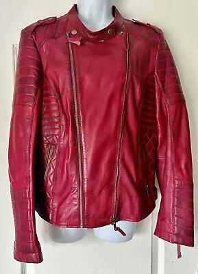 Buy Joe Browns Red Leather Jacket Size 16 (barely Worn ) • 75£