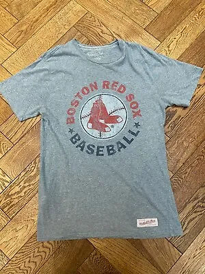 Buy Mitchell & Ness Boston Red Sox Baseball Distress Grey T Shirt Medium • 14.99£