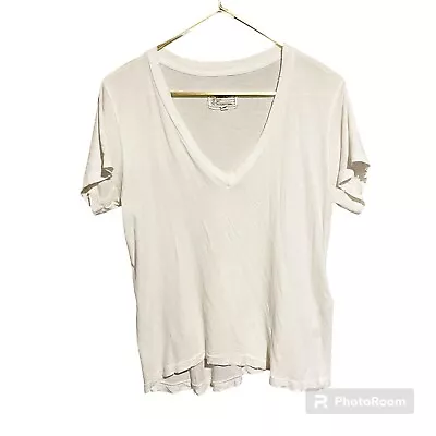 Buy Current Elliott Womens Size 0 Tee Distressed T Shirt Short Sleeve White V Neck • 28.30£