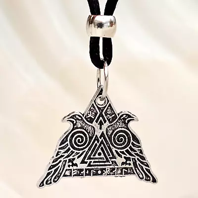 Buy Norse Raven Necklace Pendant Odin Horns Huginn Muninn Valknut Viking Jewelry • 6.95£