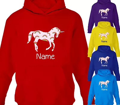Buy Personalised Rainbow Unicorn Hoodie Boys Girls Childrens Hoody Kids Horse Gift • 15.95£