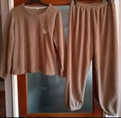 Buy Brand New Brown Chunk Rib Fleece Flannel Pj Pajama Set XL 16 • 10£