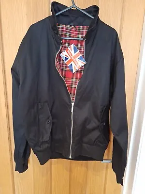 Buy (B*) Twill Black Tartan Lined Mens/Teen Bomber Jacket Pockets Size S Ribbed BNWT • 14£