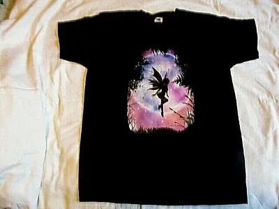 Buy Black Silhouette Flying Fairy Moon And Stars Bespoke T-shirts Women And Girls • 17.99£
