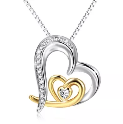 Buy 925 Silver Pated Jewellery Bridal Heart Butterfly Shinny Necklace Pendants Gift • 3.99£
