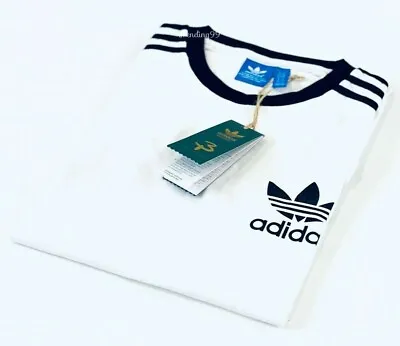 Buy Adidas Men's T-Shirt Raglan Retro Crew Neck Short Sleeve 100% Cotton_ White • 19.99£
