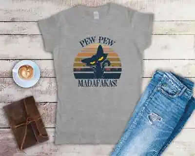 Buy Pew Pew Pew Madafakas Funny Cat Ladies Fitted T Shirt Sizes Small-2XL • 12.49£