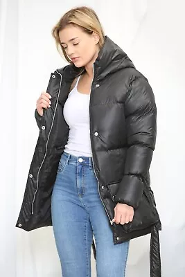 Buy Womens Ladies Quilted Padded Winter Jacket Belt Puffer Zip Thick Warm Coat XS-XL • 26.99£