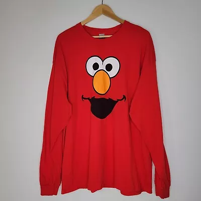 Buy Red Elmo Face Long Sleeve T-Shirt Size 2XL Gildan Heavy Cotton • 18.89£