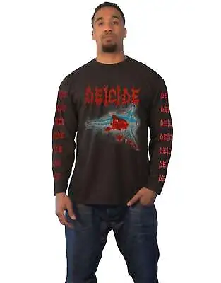 Buy Deicide T Shirt Once Upon The Cross Band Logo Official Mens Black Long Sleeve • 22.95£