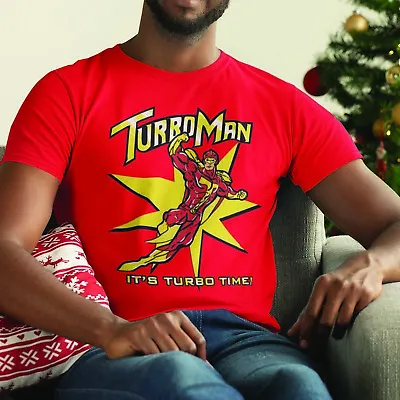 Buy Turbo Man Red T-Shirt - Unisex Jingle Bells Christmas Action Movie Film Top Tee • 7.99£
