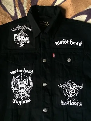 Buy Motorhead Mens' Black Denim Cut-Off Jacket War-Pig Patch Waistcoat Ace Spades • 84.99£