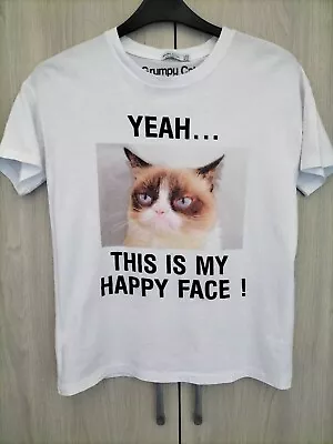 Buy Ladies Bershka Grumpy Cat White T-shirt Size Small • 12£