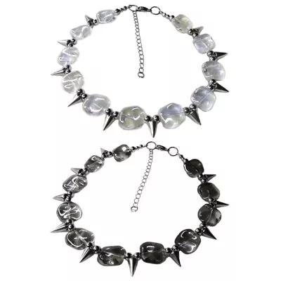 Buy Adjustable Rivet Necklace Gothic Clothing Jewelry Punk Style Neckchain • 7.44£