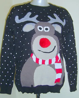 Buy Ladies / Girls Christmas Jumper Size S - M  40  Chest Rudolph Pompom Nose  BNWT • 7.99£