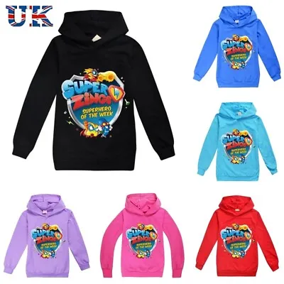 Buy Kids Boys SuperZings Print Long Sleeve Hoodie Pullover Jumper Tops Sweatshirt UK • 12.65£