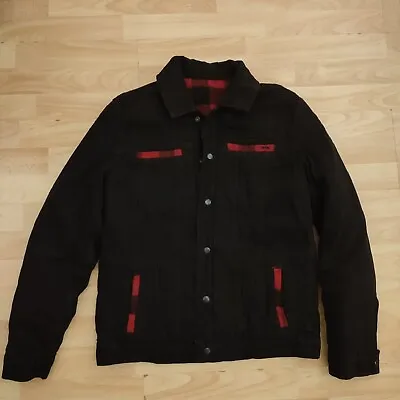 Buy Only And Sons Reversible Jacket Size S. Black Denim With Brushed Red Check... • 28£