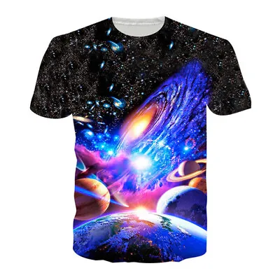 Buy Galaxy Universe Space Planet Women Men T-Shirt 3D Print Short Sleeve Tee Tops • 3.95£