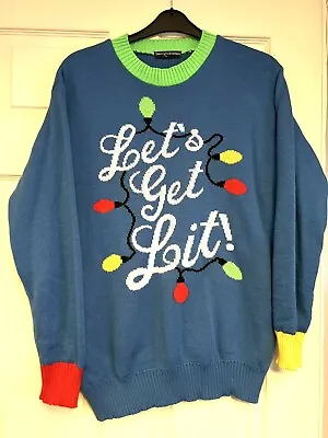 Buy Adult L Merry Christmas Light Up Xmas Jumper Let’s Get Lit Acrylic Crew Neck • 12.50£