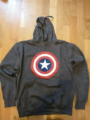 Buy Captain America Shield Grey Hoodie Hoody Size Medium - Mens / Teens  • 14.99£