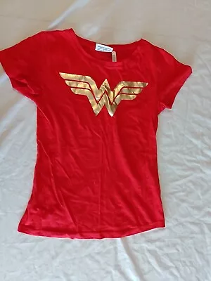 Buy Ladies T Shirt Wonder Woman Size 8 Short Sleeves Red 25587 • 9.10£