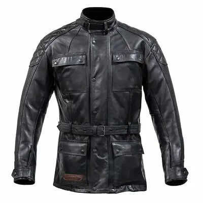 Buy Spada Berliner Mens Leather Motorcycle Jacket Long Motorbike Coat Black Red • 154.99£