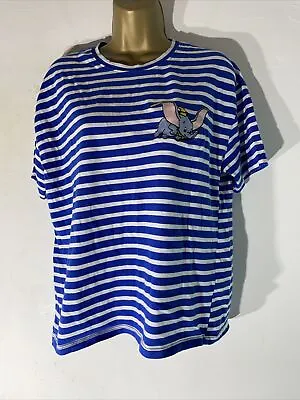 Buy Womens Zara Eu Large Blue&white Stripe Disney Dumbo Short Sleeve Jersey T-shirt • 12.49£