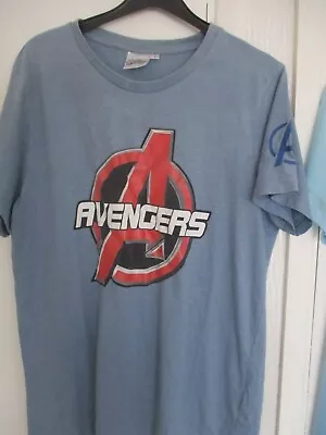 Buy Size L Short Sleeve Blue Avengers Tee Shirt • 1.50£