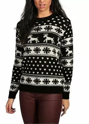 Buy Womens Ladies Christmas Jumper Reindeer Snowflake Unisex Xmas Sweater Warm Top • 15.36£