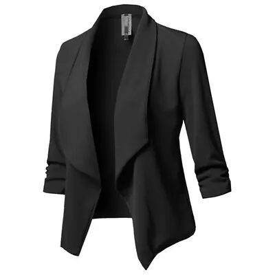 Buy Ladies Open Front Coat Outwear Womens Formal Work Jacket Crop Blazer Suit Office • 11.35£