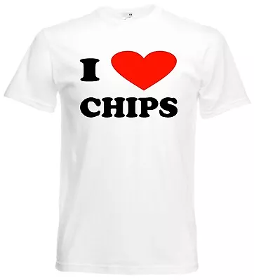 Buy Personalised I Love Chips Heart TShirt Mens Womens Ladies Tee Top Novelty Gift • 10.99£