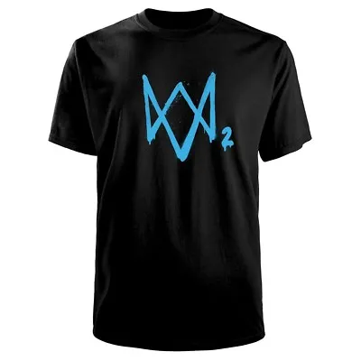 Buy Watch Dogs 2 Logo Black T-Shirt Blue Logo NIP Size Small • 8.52£