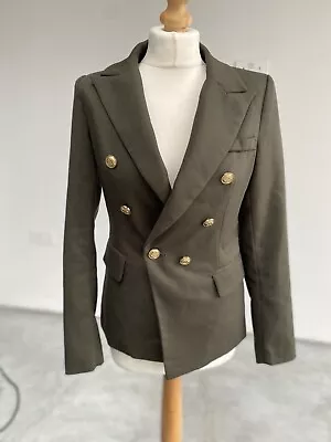 Buy Attentif Paris Military Style Green Blazer Size 38 10 Jacket Double Breasted • 10£