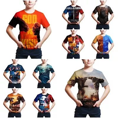 Buy Kids Boys Godzilla King Kong T-shirt Casual Short Sleeve Costume Tee Tops Gift • 4.99£