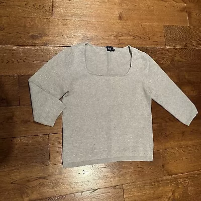 Buy Gap Women’s Jersey Top Size L 12 Grey Square Neck, 3/4 Sleeve  • 0.99£