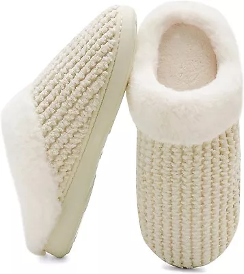 Buy BNIP  Plush Lined Cream Knit  Men's Slippers UK Size 9 / 10  Eu 42 / 43 • 9.95£