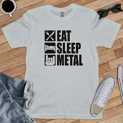 Buy EAT SLEEP METAL T-SHIRT (heavy Metallica Speed Death Rock Gig Guitar Maiden) • 13.49£