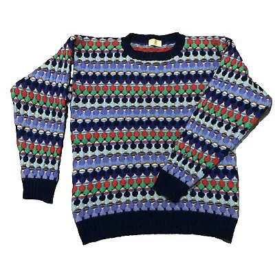 Buy Vintage Sundays UOMO Shetland Multicoloured 100% Wool Jumper Size Large L • 39.99£