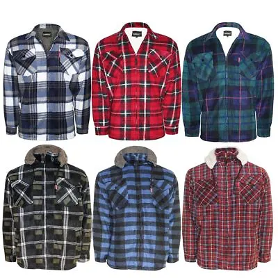 Buy Mens Fur Fleece Lined Padded Shirt Lumberjack Flannel Work Jacket Warm Thick Top • 19.99£